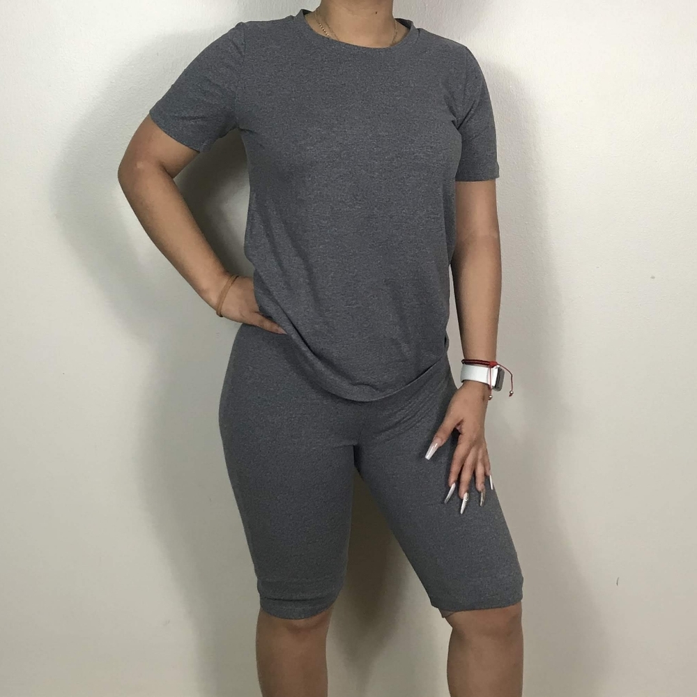 Charcoal grey biker short set